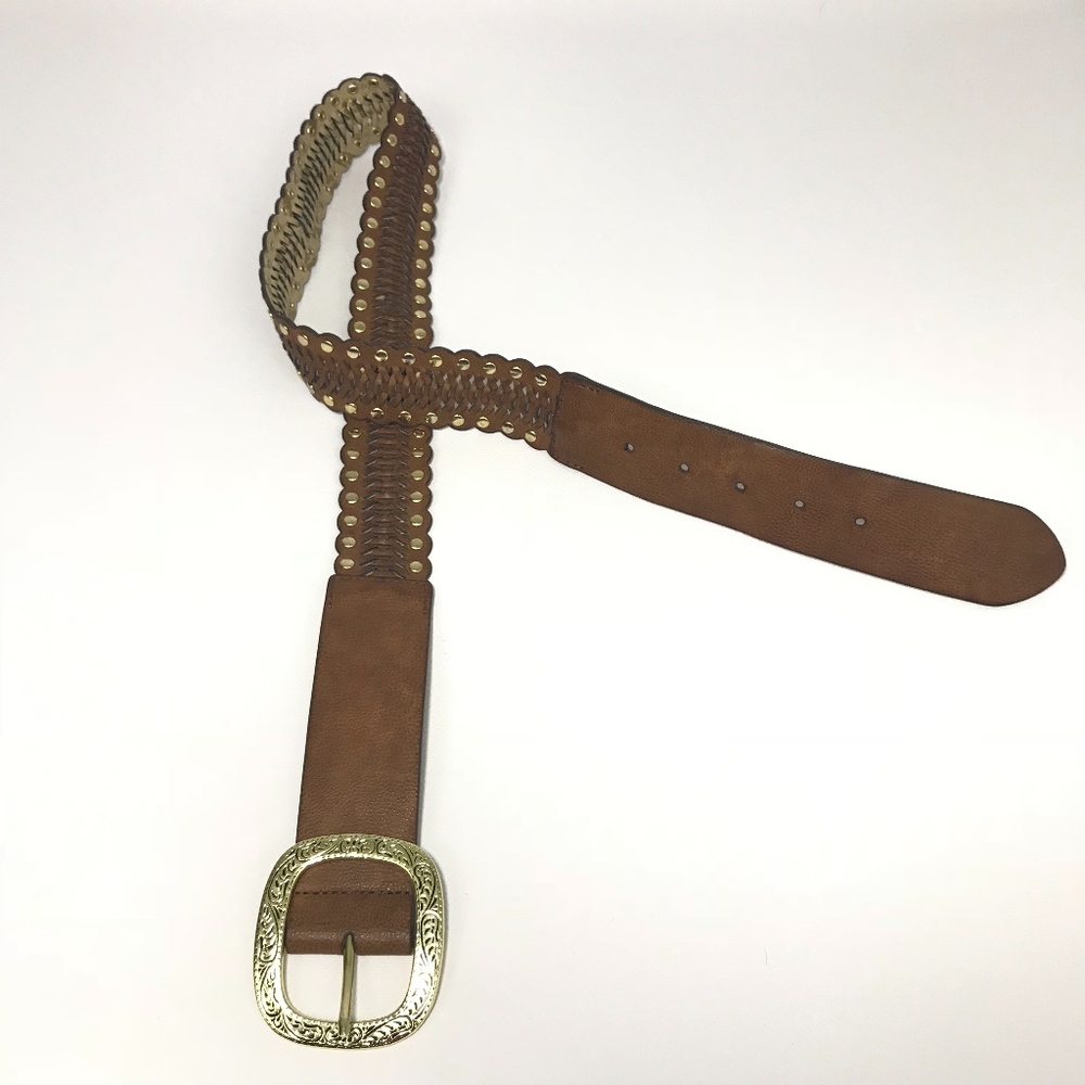 Betsey Johnson Cognac Brown Leather  Women's Belt - Picture 3 of 7